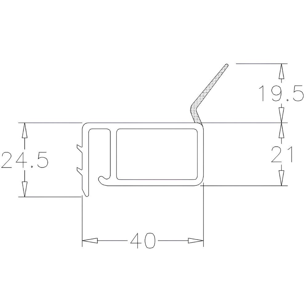 Seitliche Dichtung 40PVC hart grau, mit flexiblem TPE 6.000 mm – Bild 2