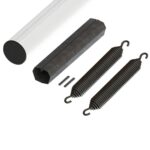 Alu-Schrankenbaum 4,2+4,2 Meter 90mm Rund mit Verbindungshülse und Federpaket