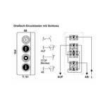 Dreifach-NOT-HALT-Drucktaster mit Schloss (AUF/NOT-HALT/AB) – Bild 2